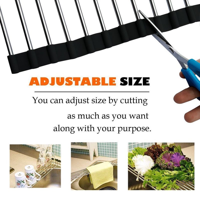 Ahyuan Roll up Dish Drying Rack Over The Sink Kitchen Roll up Sink Drying Rack Portable Dish Drainer Foldable Dish Drying Rack (Black, 20.5''X16.9'') - Image 5